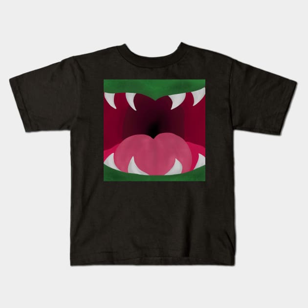 Monster Mouth Halloween Teeth Design Kids T-Shirt by Punderstandable